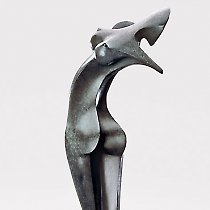 Nina, sculpture contemporaine de Marion Bürkle, bronze patiné 76 cm