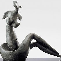 Orchidée, sculpture contemporaine de Marion Bürkle, bronze patiné 52 cm